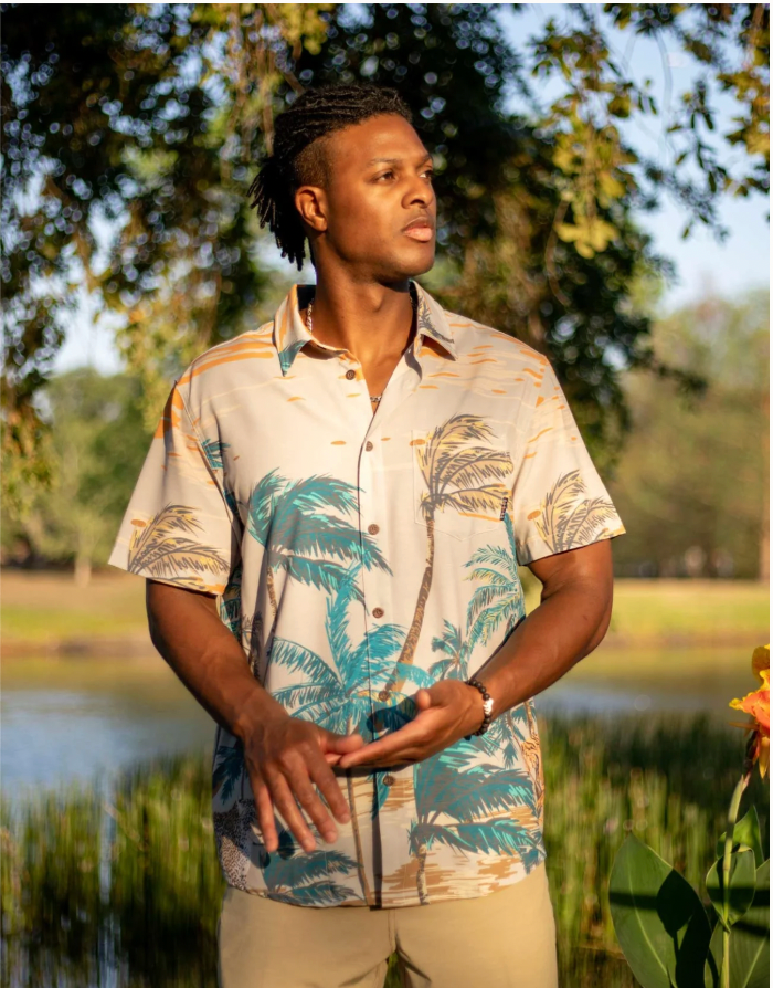 Baja Llama M SS Vagabond Button Up 2 CATS NO RATS - TAN