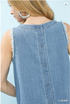 Umgee W Denim Sleeveless Button Back Top LT DENIM