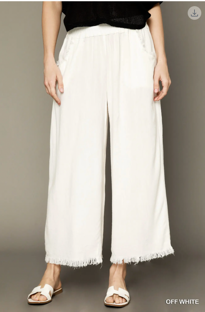 Umgee W Linen Fray Pant OFF WHITE