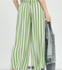 Umgee W Stripe Pleated Wide Leg Pants GREEN