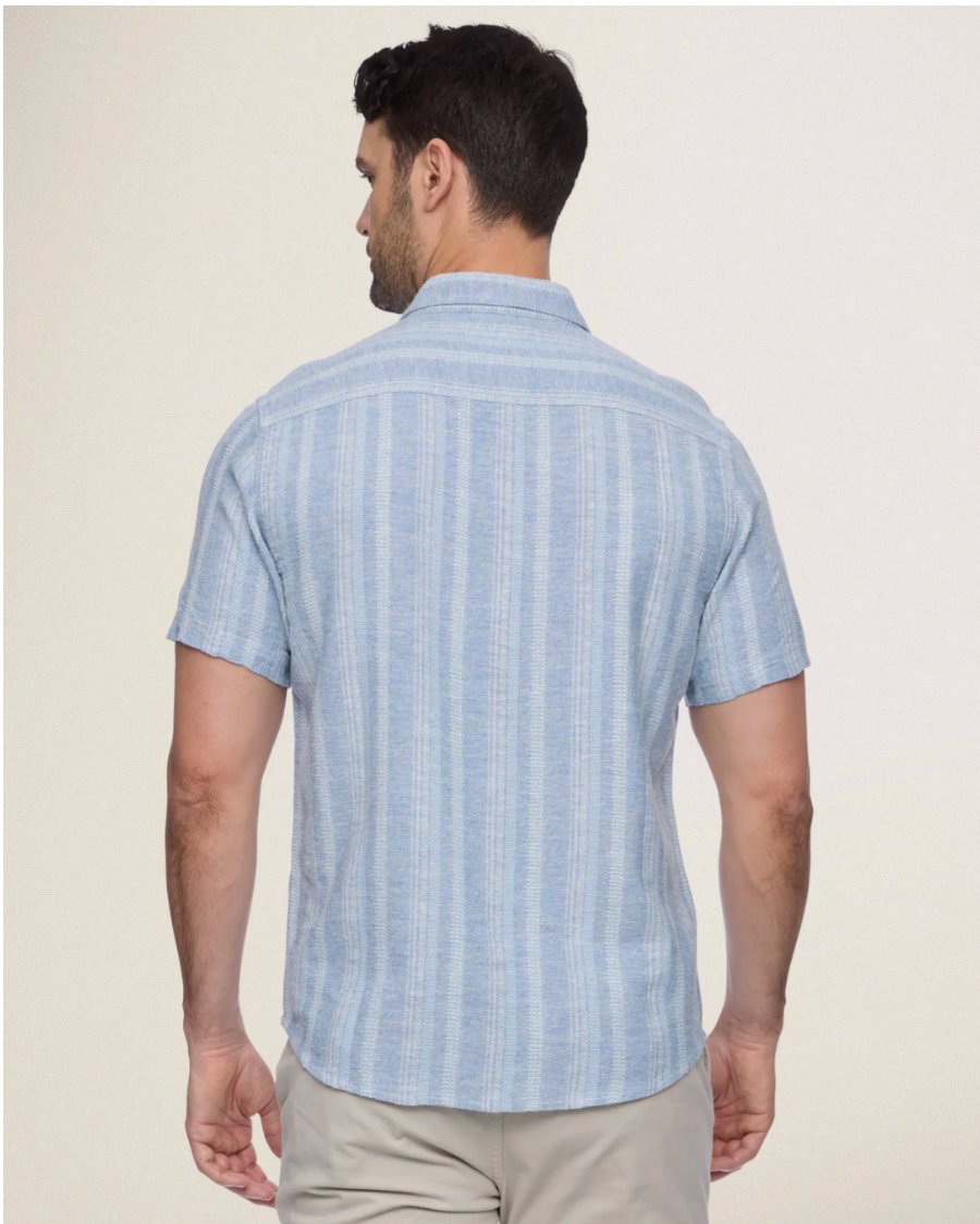Flag & Anthem M SS Oceanside Linen Shirt LT BLUE