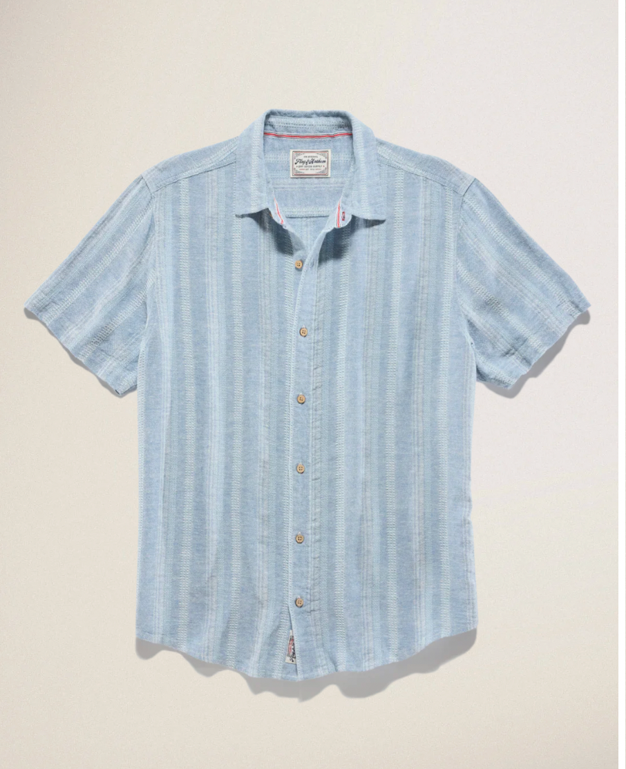 Flag & Anthem M SS Oceanside Linen Shirt LT BLUE