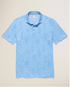 Flag & Anthem M SS Southlake Palm Print Performance Polo LT BLUE