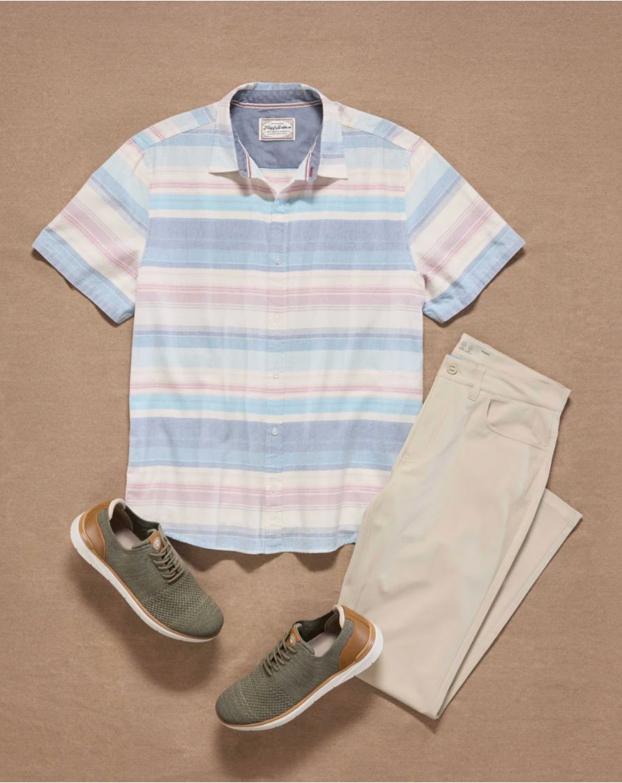 Flag & Anthem M SS Mason Striped Shirt BLUE/WHITE/