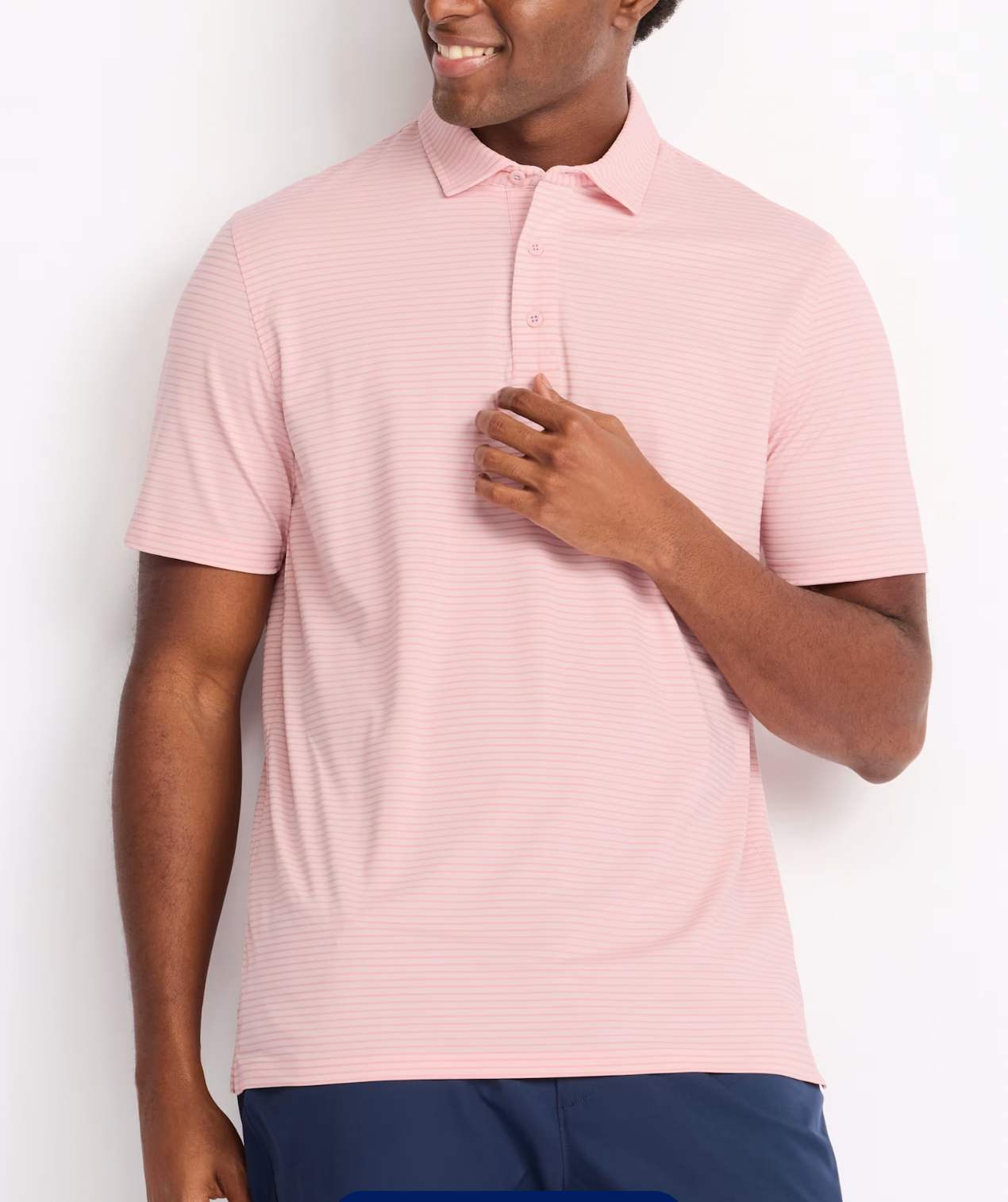 Flag & Anthem M SS Baldwin Stripe Golf Polo Shirt CORAL