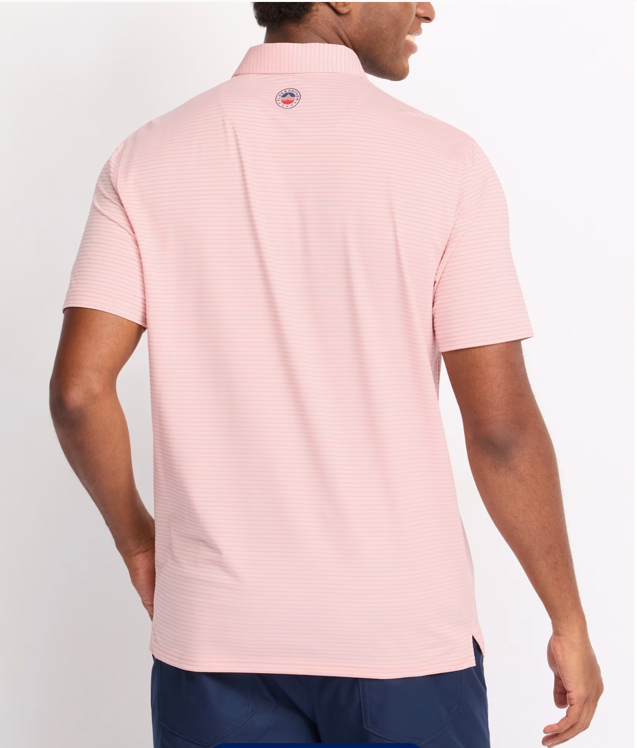 Flag & Anthem M SS Baldwin Stripe Golf Polo Shirt CORAL