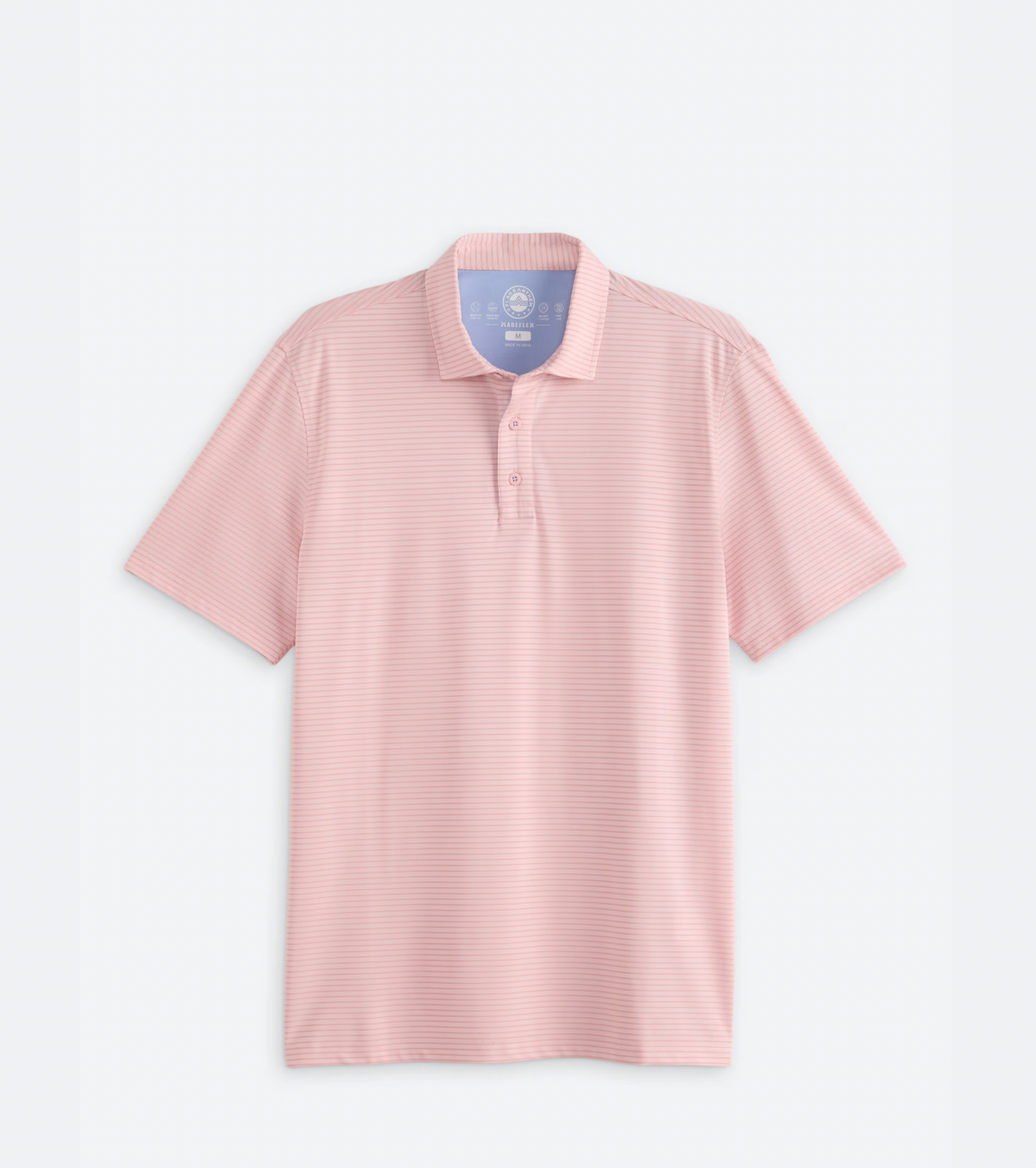 Flag & Anthem M SS Baldwin Stripe Golf Polo Shirt CORAL