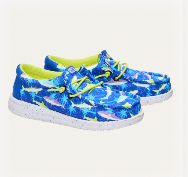 Hey Dude Youth Wally Shark Attack BLUE MULTI