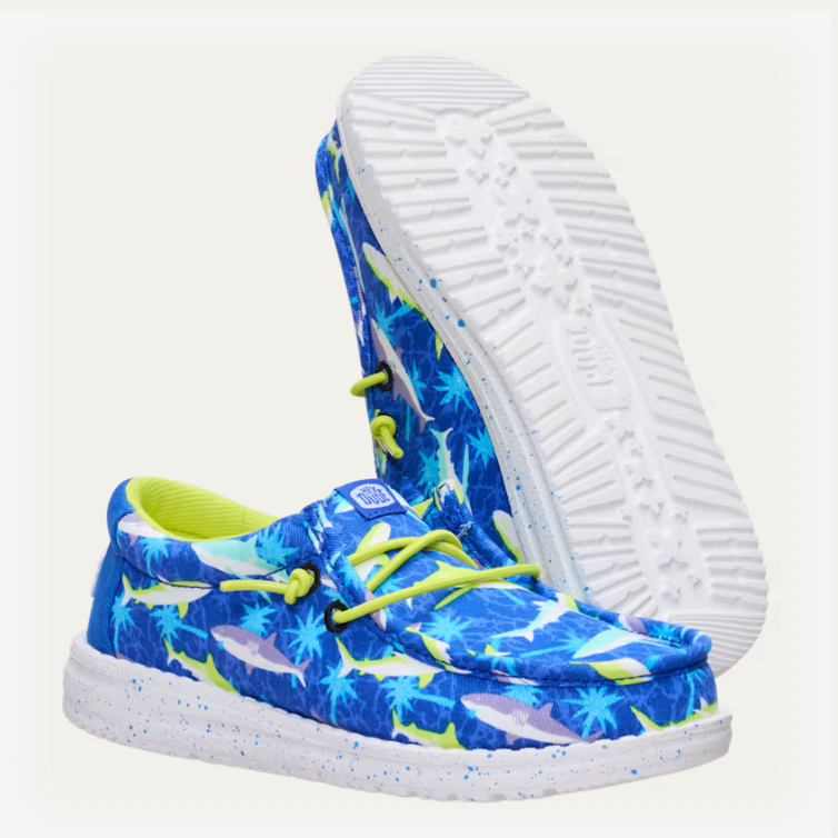 Hey Dude Youth Wally Shark Attack BLUE MULTI