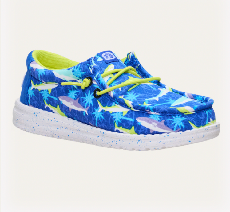 Hey Dude Youth Wally Shark Attack BLUE MULTI