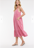 Wish List W Gingham Midi Dress RED / WHITE