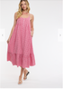 Wish List W Gingham Midi Dress RED / WHITE