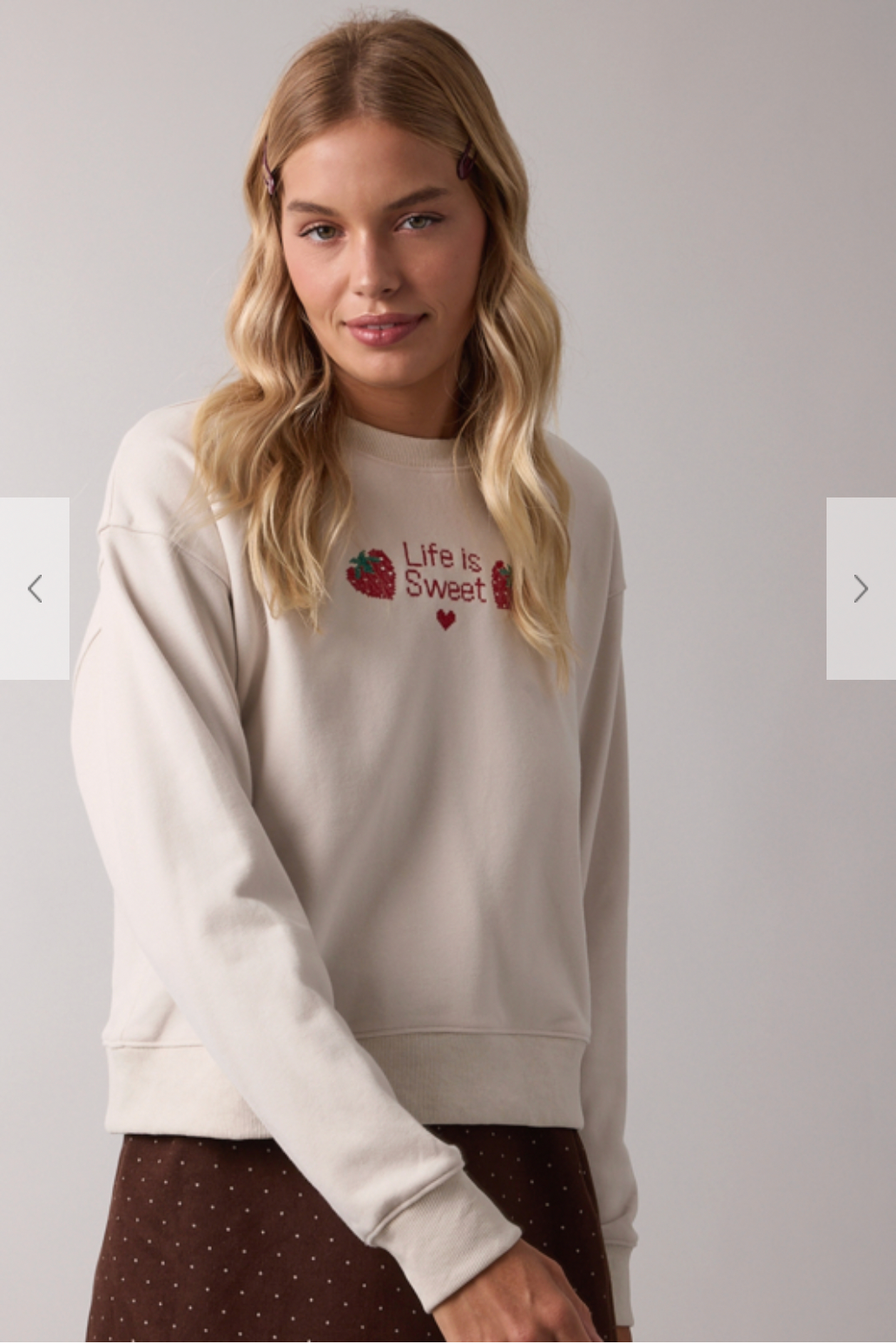 Wish List W Life is Sweet Sweatshirt OYSTER