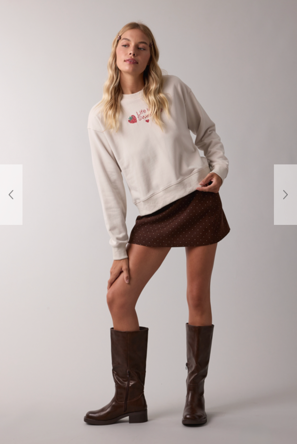 Wish List W Life is Sweet Sweatshirt OYSTER