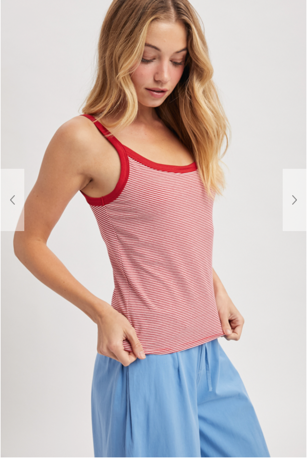 Wish List W Stripe Knit Tank RED / WHITE