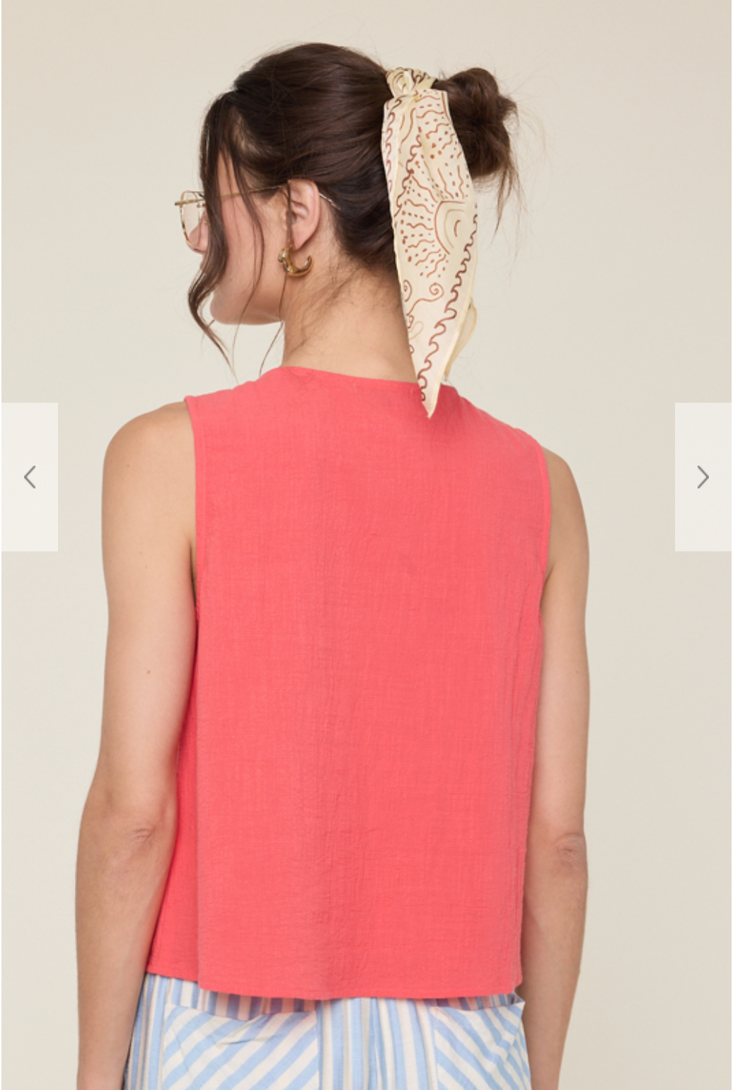 Wish List W Pleated Button-Up Tank PAPAYA