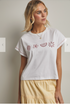 Wish List W SS Summer Icons Embroidered Tee WHITE