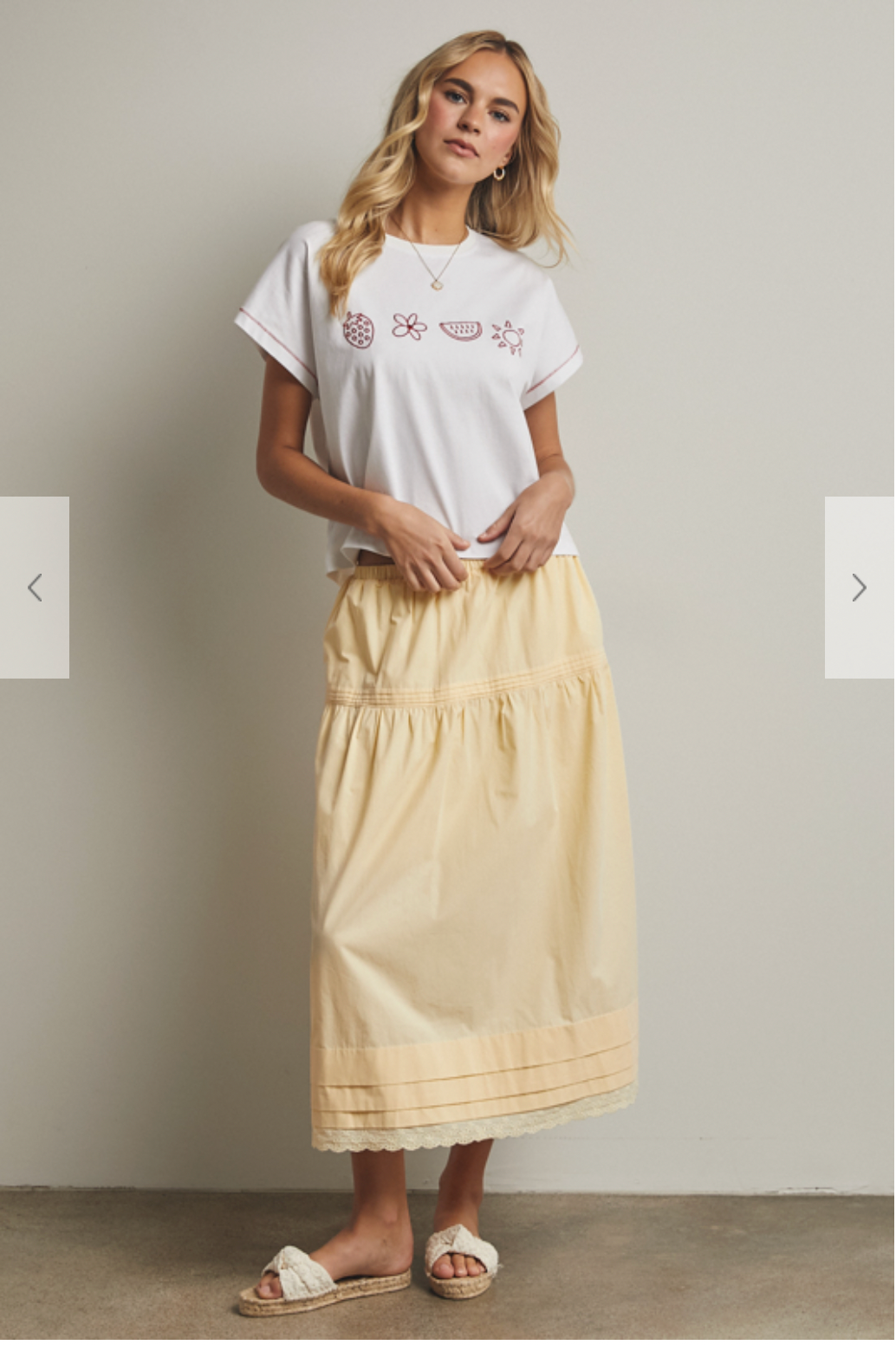 Wish List W SS Summer Icons Embroidered Tee WHITE
