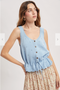 Wish List W Scallop Hem Sweater Tank BLUE