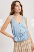 Wish List W Scallop Hem Sweater Tank BLUE