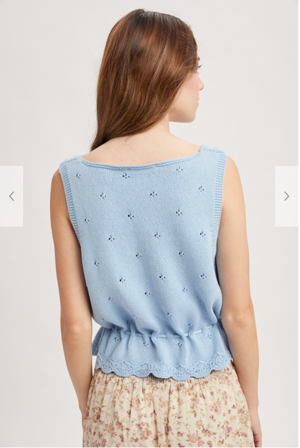 Wish List W Scallop Hem Sweater Tank BLUE