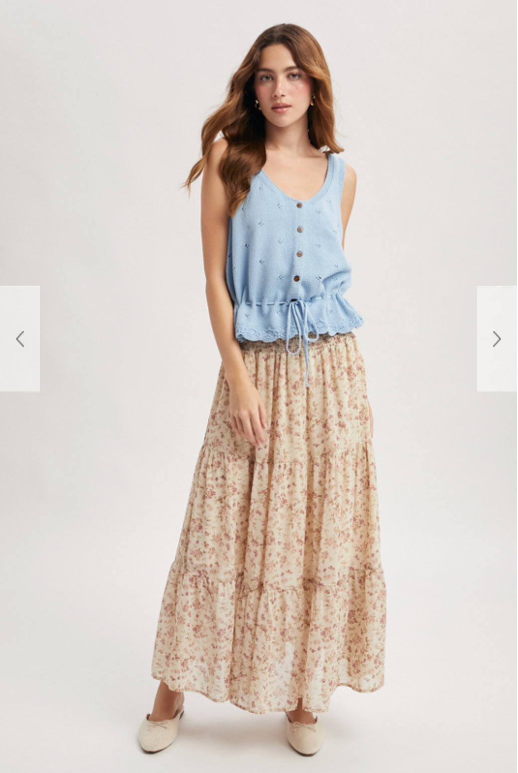 Wish List W Scallop Hem Sweater Tank BLUE