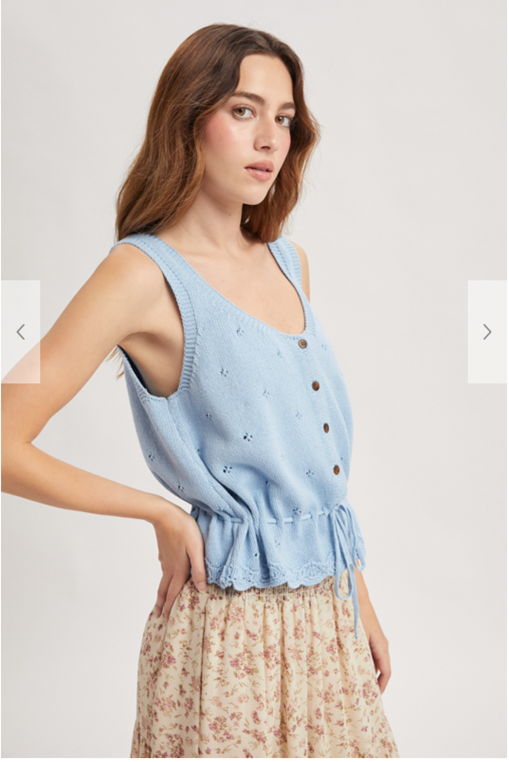 Wish List W Scallop Hem Sweater Tank BLUE
