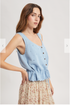 Wish List W Scallop Hem Sweater Tank BLUE