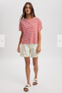 Wish List W SS Drop Shoulder Tee RED / WHITE