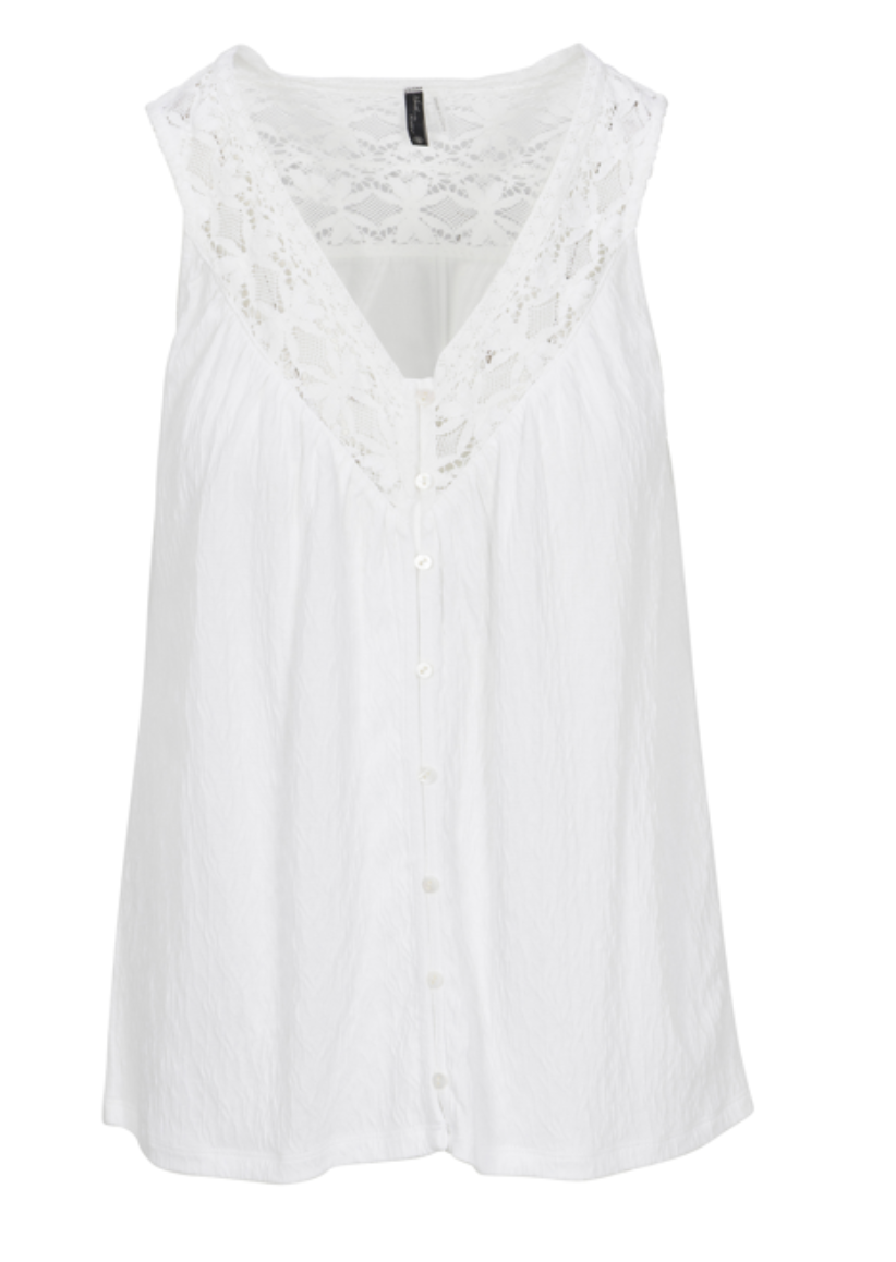 North River W Saratoga Crochet Tank WHITE