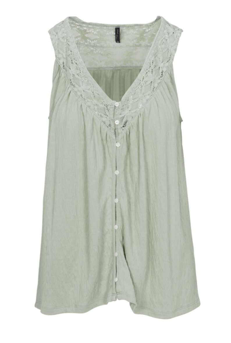 North River W Saratoga Crochet Sleeveless AQUA GRAY
