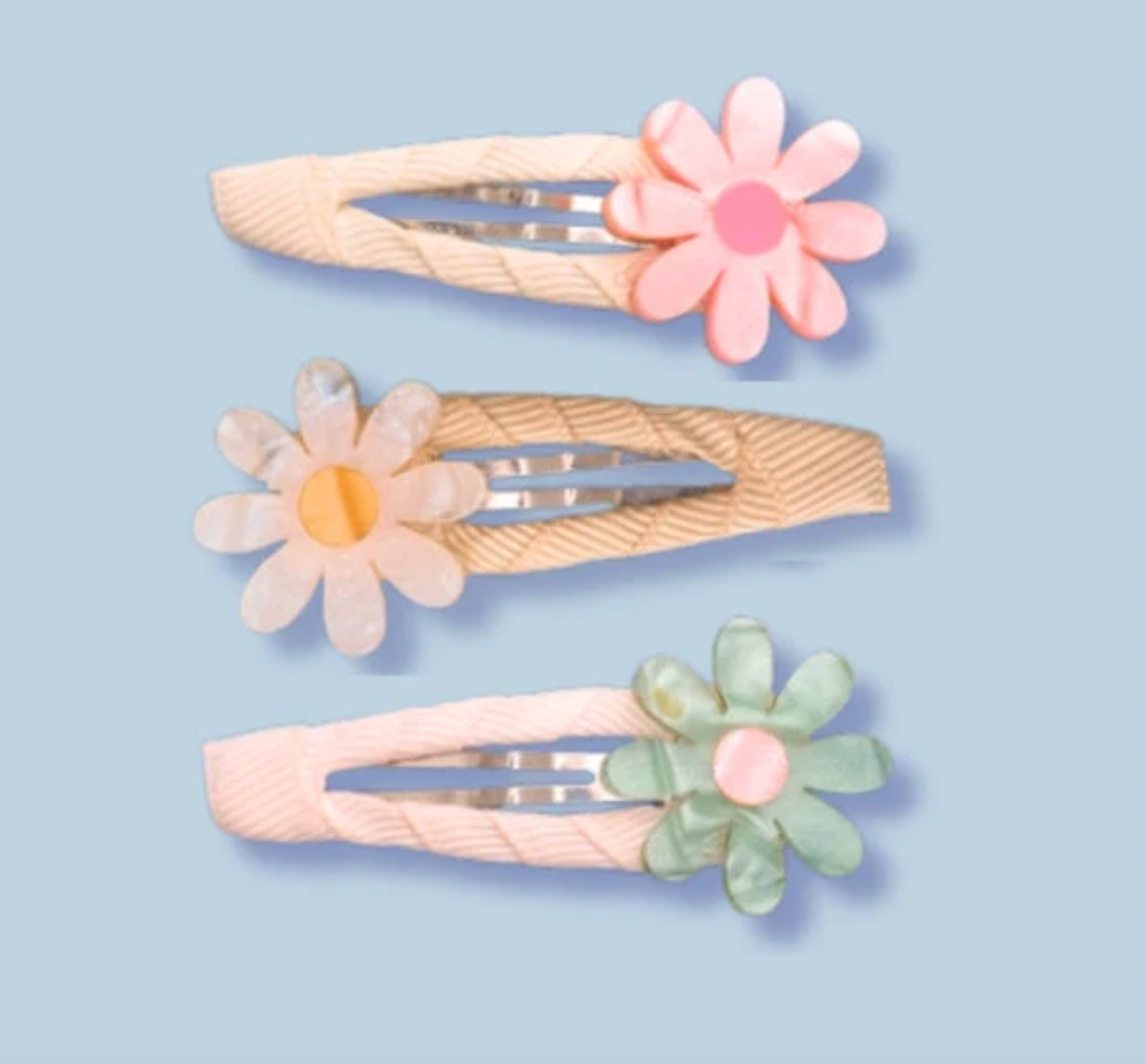Lilies & Roses Daisy Flower Pastel Pearl Snap Clip