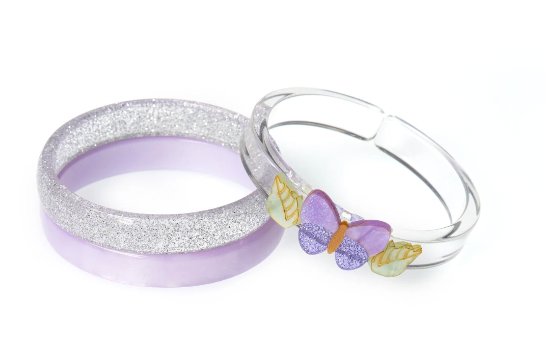 Lilies & Roses Butterflies Shimmer Bangles LILAC