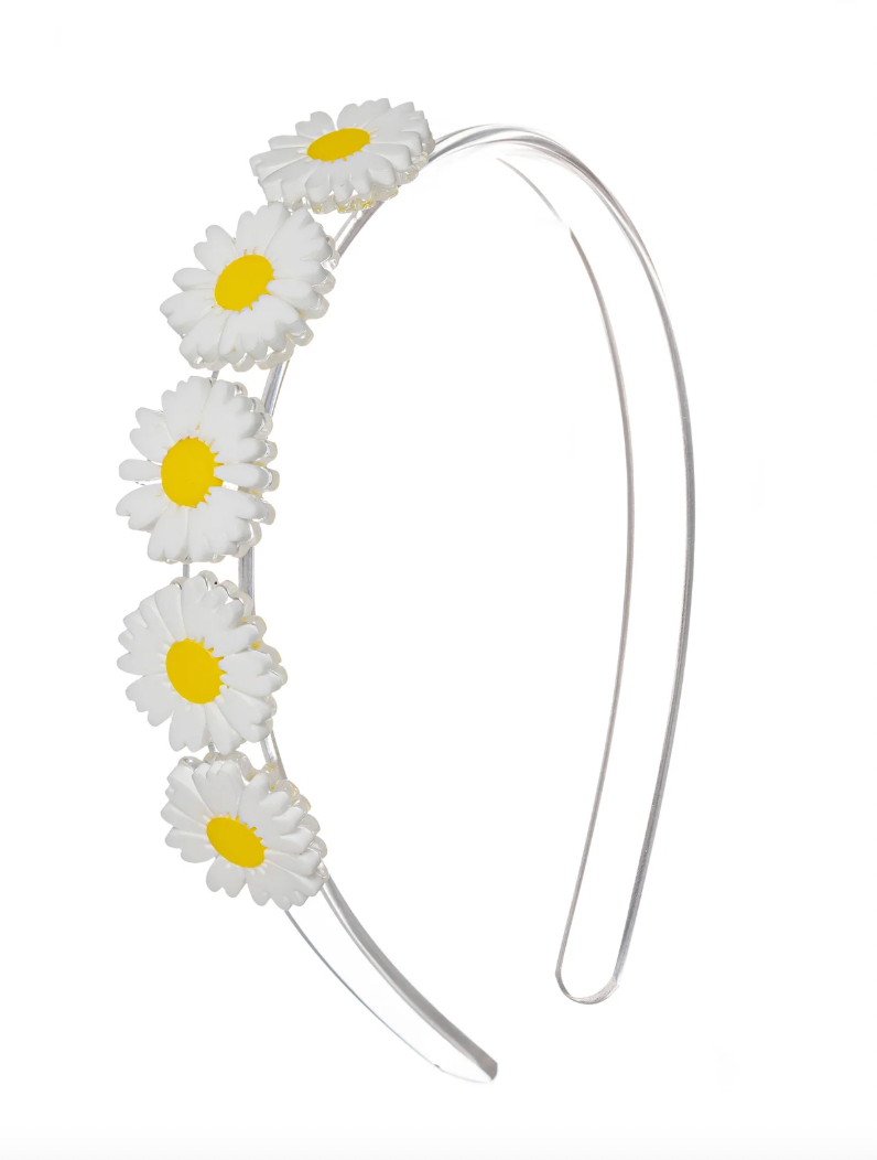 Lilies & Roses Daisies Headband WHITE