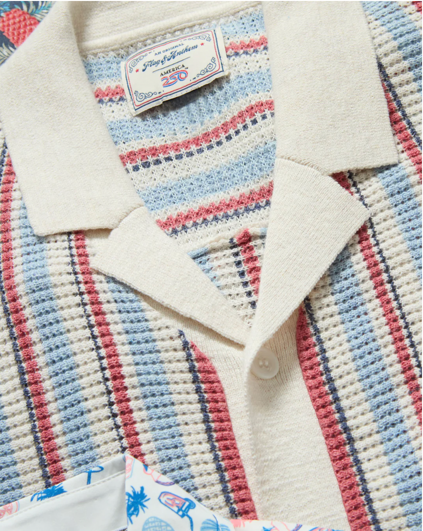 Flag & Anthem M SS Acworth Button Front Sweater RED/WHITE/BLUE
