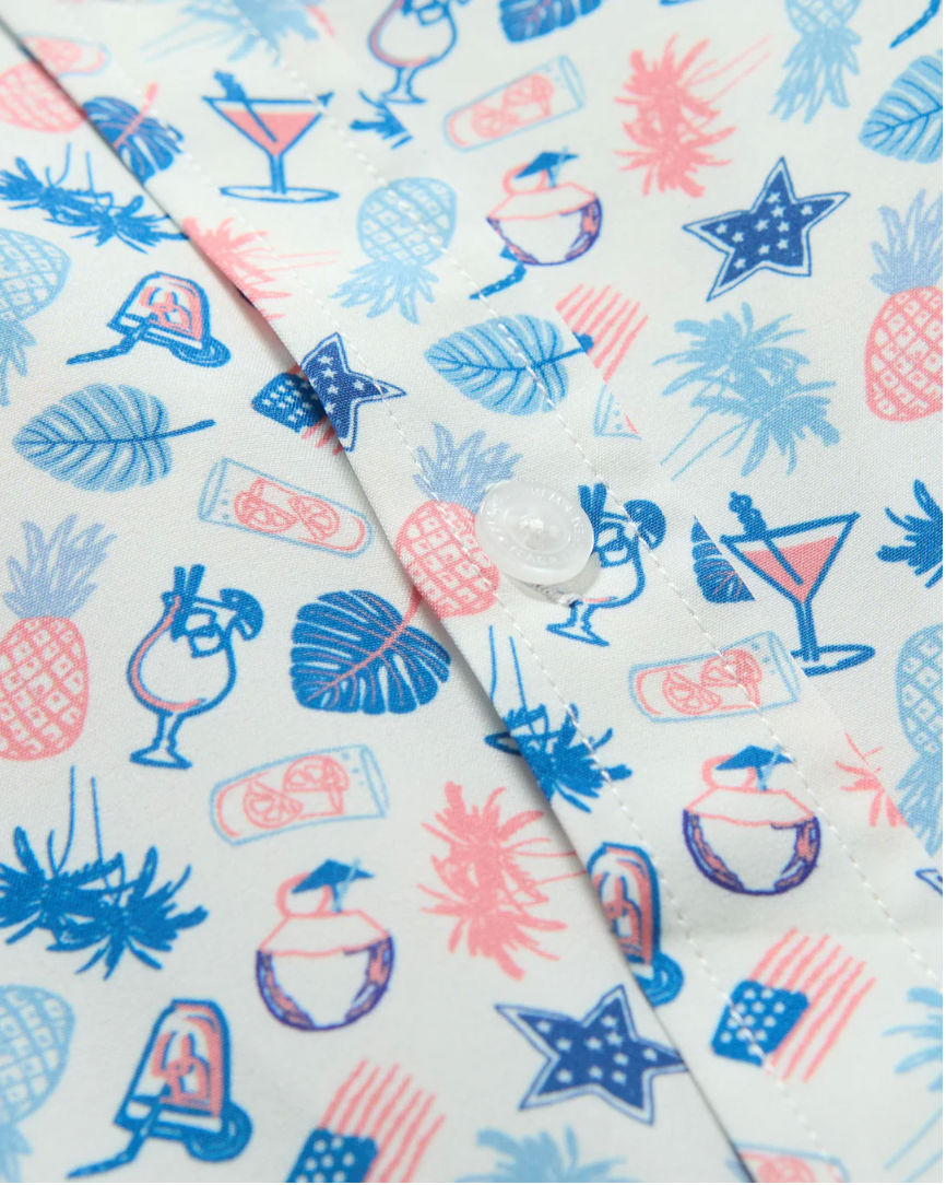 Flag & Anthem M SS Sayreville Americana Performance Shirt WHITE/MAUVE/BLUE