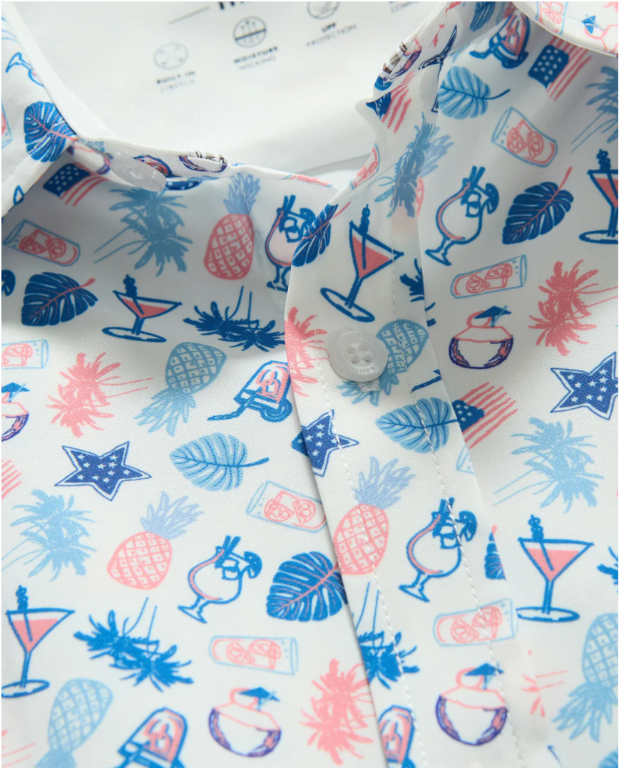 Flag & Anthem M SS Sayreville Americana Performance Shirt WHITE/MAUVE/BLUE