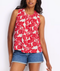 Flag & Anthem W Marina Printed Button Front Tank RED
