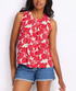 Flag & Anthem W Marina Printed Button Front Tank RED