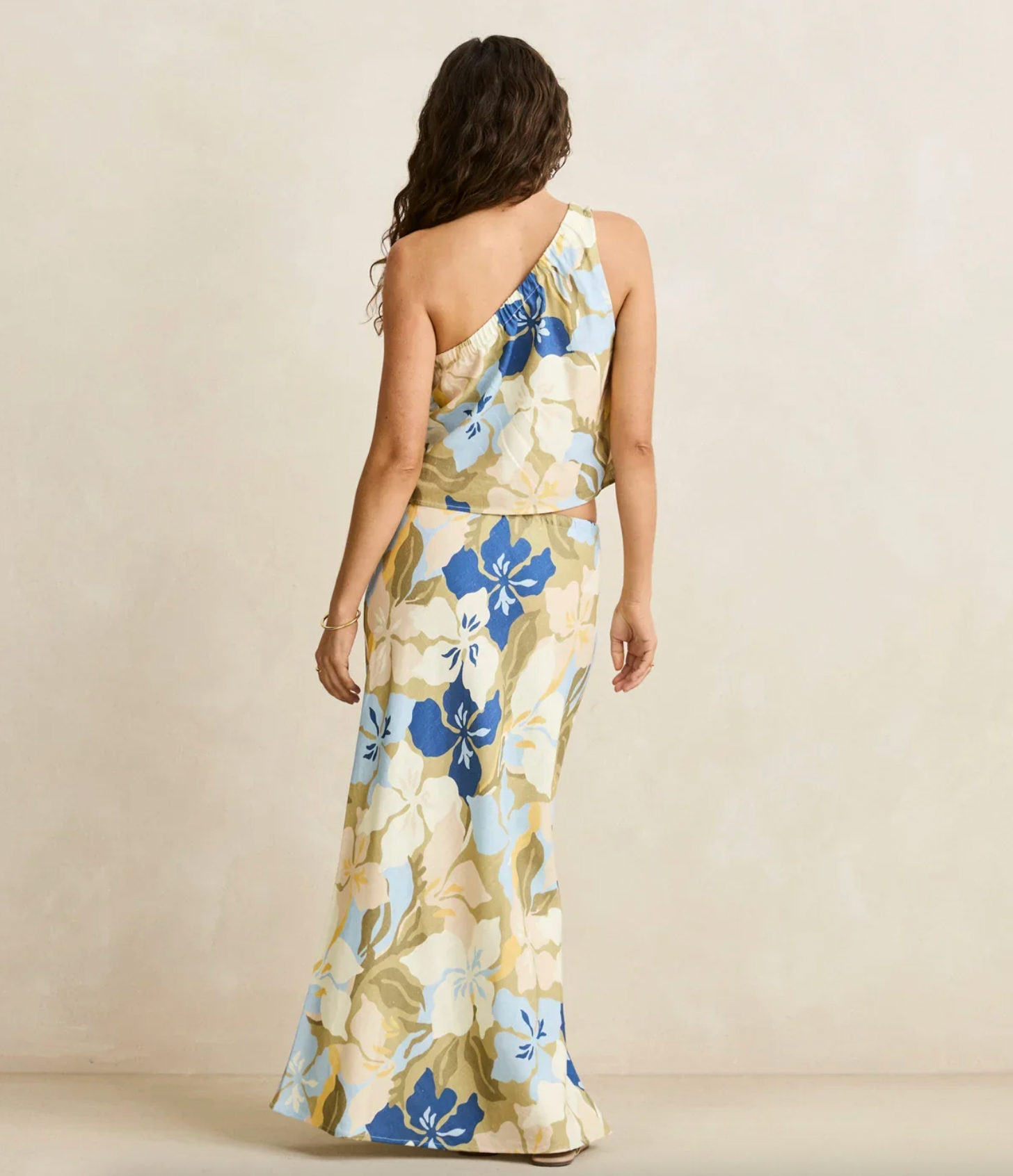 Rhythm W Blanca Floral Bias Cut Maxi Skirt OLIVE