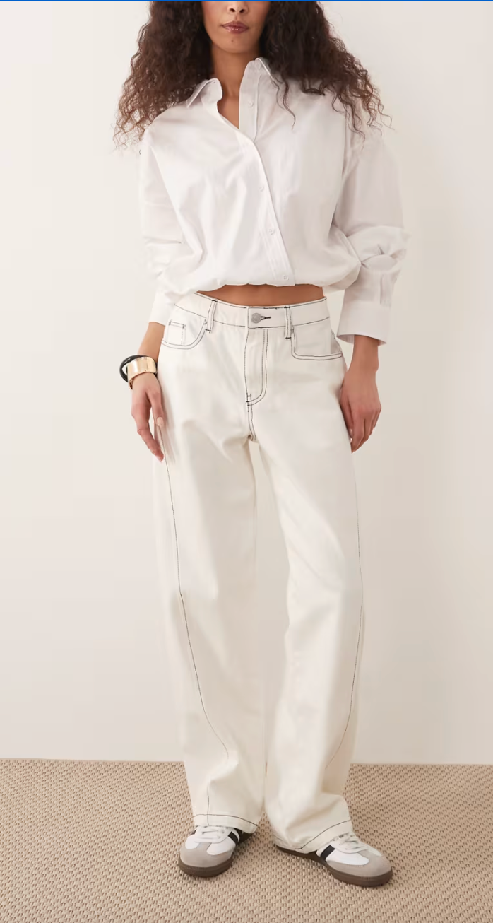 Rhythm W Cece Contrast Stitch Denim Jean ECRU