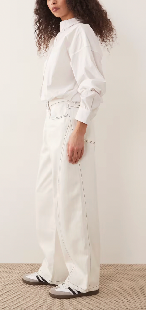 Rhythm W Cece Contrast Stitch Denim Jean ECRU