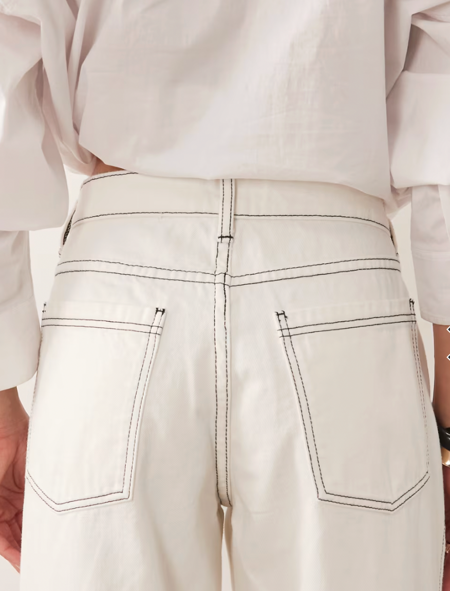Rhythm W Cece Contrast Stitch Denim Jean ECRU