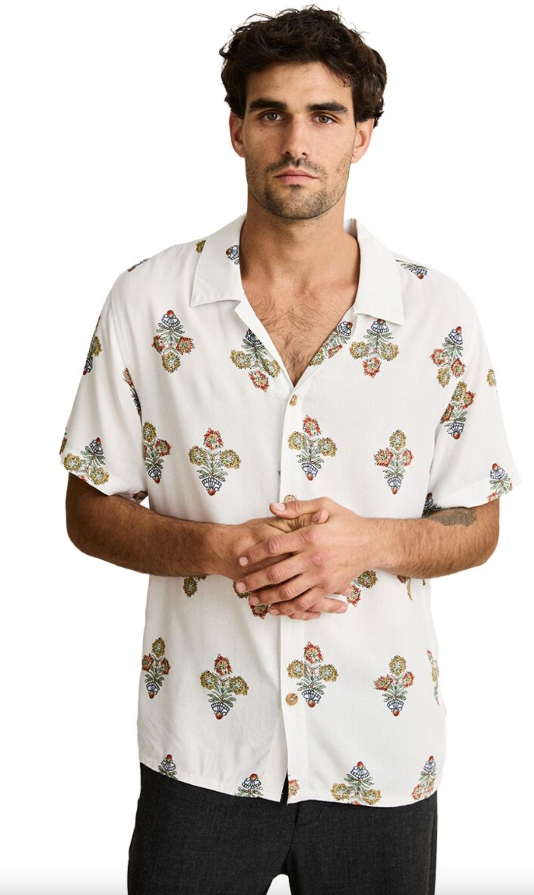 Rhythm M SS Bouquet Shirt NATURAL