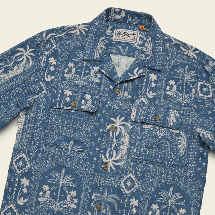 Howler Bros M SS Shores Club Shirt PALMETTO PROPHECY STORM BLUE