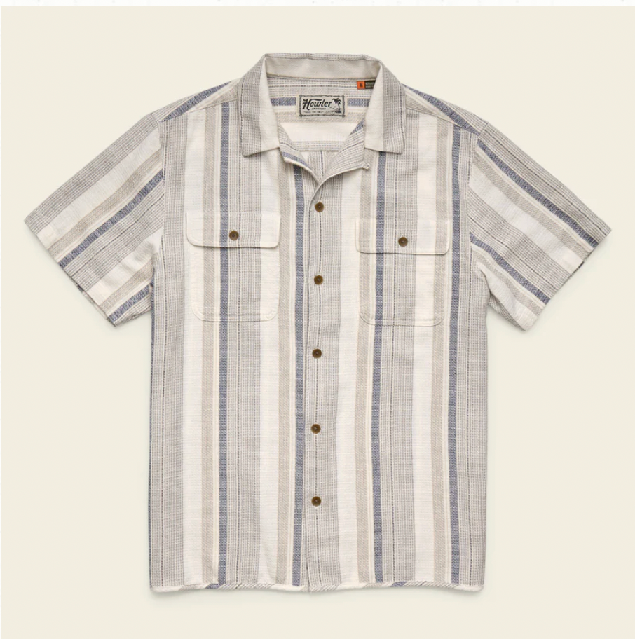 Howler Bros M SS Shores Club Shirt OLD BILL STRIPE LIMESTONE