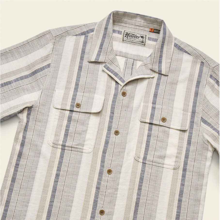 Howler Bros M SS Shores Club Shirt OLD BILL STRIPE LIMESTONE