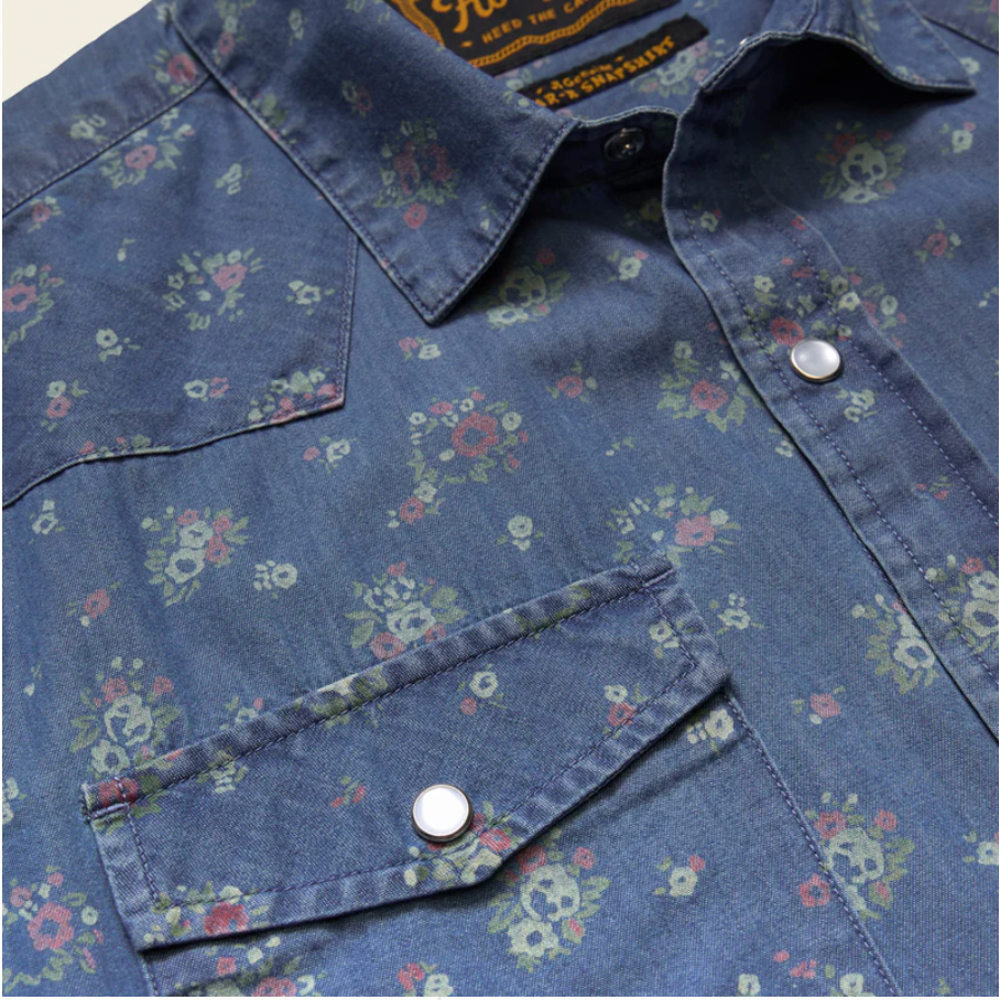 Howler Bros M SS H Bar B Snapshirt BOUQUETS WASHED INDIGO