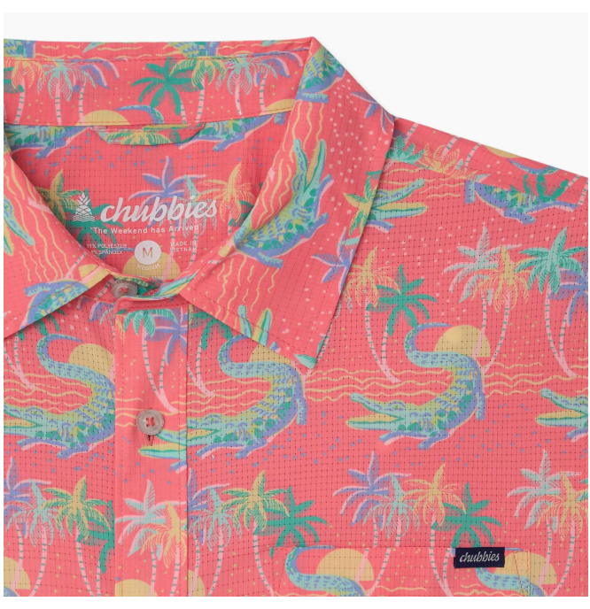 Chubbies M SS Friday Shirt THE ROCK-A-CROC RED
