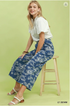 Umgee W Embroidered Chambray Wide Leg Pant LT DENIM